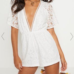 Pretty Little Thing White Lace Romper